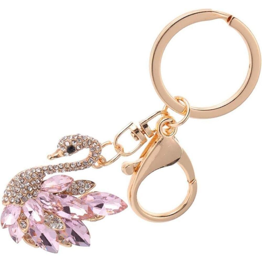 Swan Shaped Keychain In Pink - Picture 2 of 11